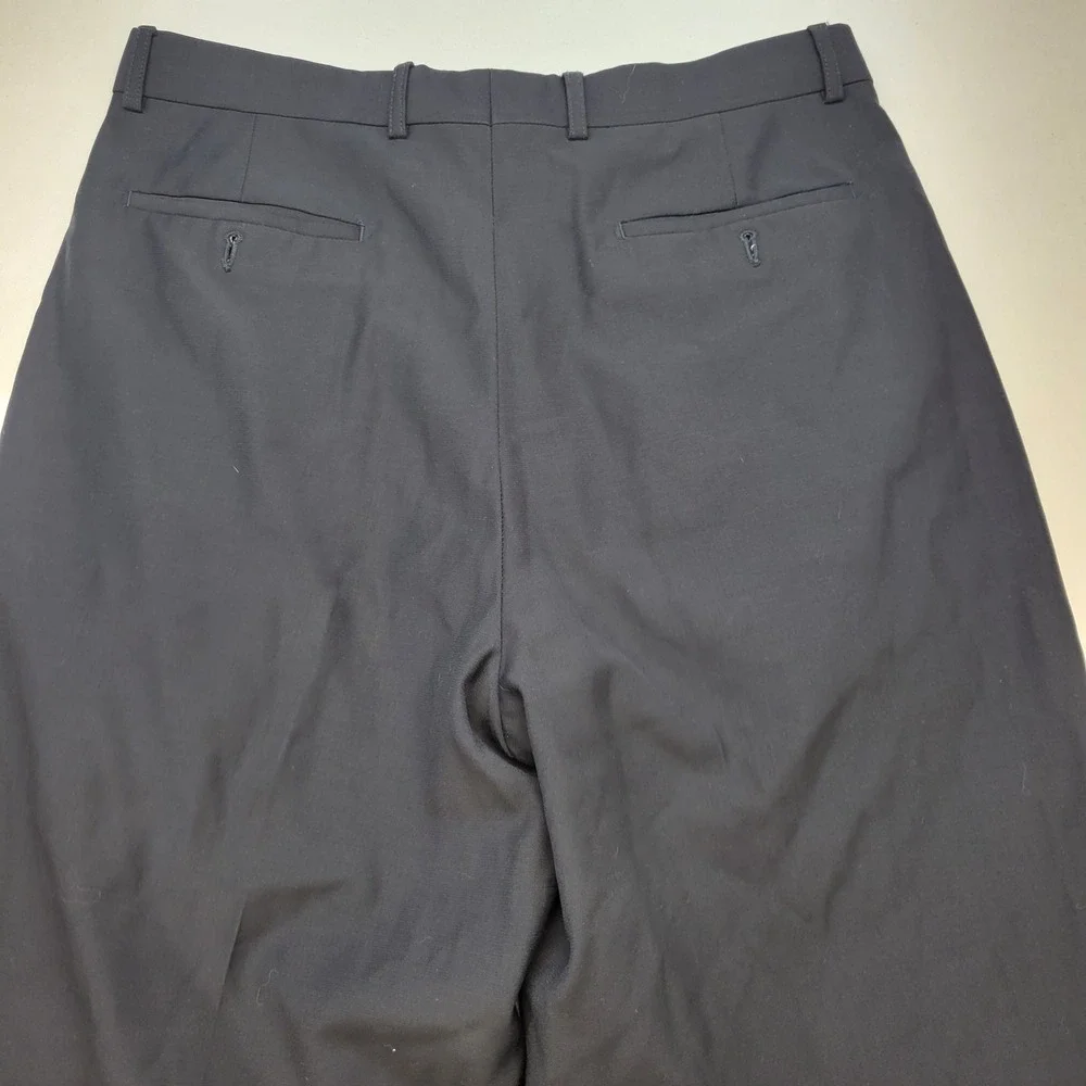 Zignone Dress Pants Mens 34x29 Black Wool Pleated Cuffed Made in Italy Trousers